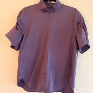 Tibi Mockneck Short Sleeve Shirt